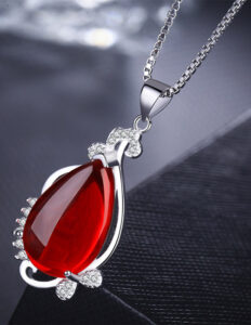BTS Airport Fashion Outfit V Necklace with red pendant