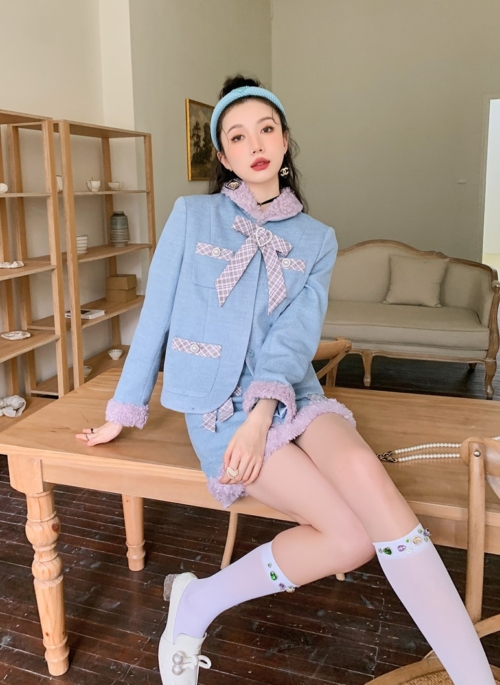 Blue Bowknot Woolen Jacket | Yuqi - (G)I-DLE