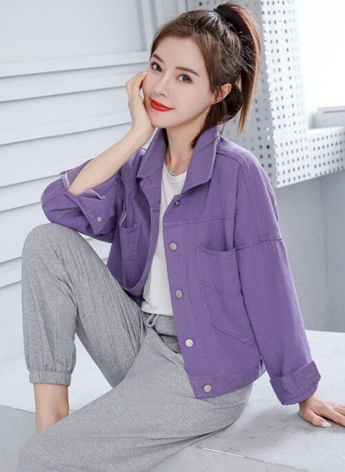 Lilac Denim Short Jacket | Choerry - Loona