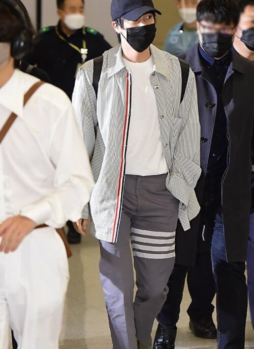Grey 4-Bar Pants | Jin - BTS