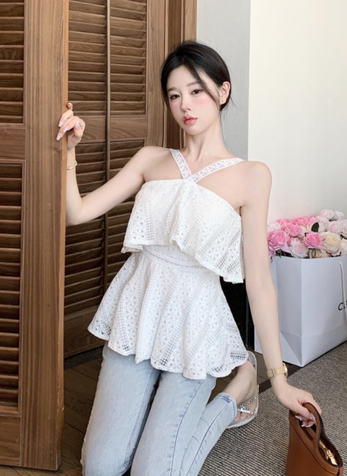 White Lace Halterneck Top | Jennie - BlackPink