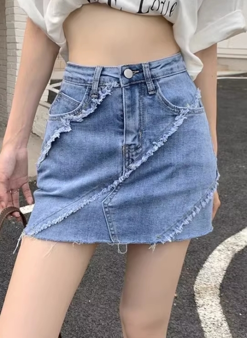 Blue Tattered Slant Lines Skorts | Rose - BlackPink