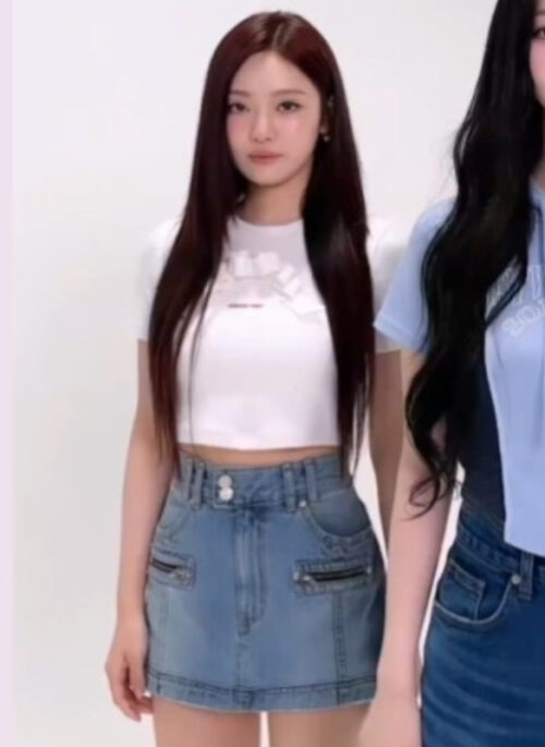 Blue Denim Zip Pocket Mini Skirt | Ningning - Aespa