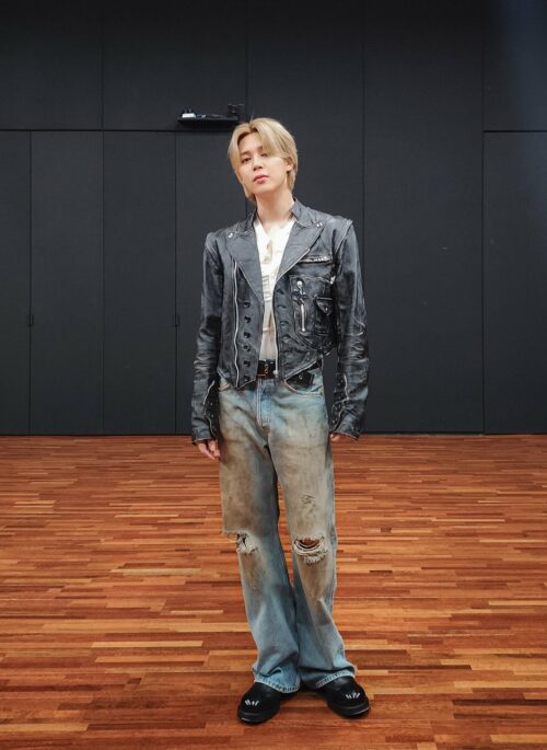 Blue Worn-Out Denim Jeans | Jimin - BTS