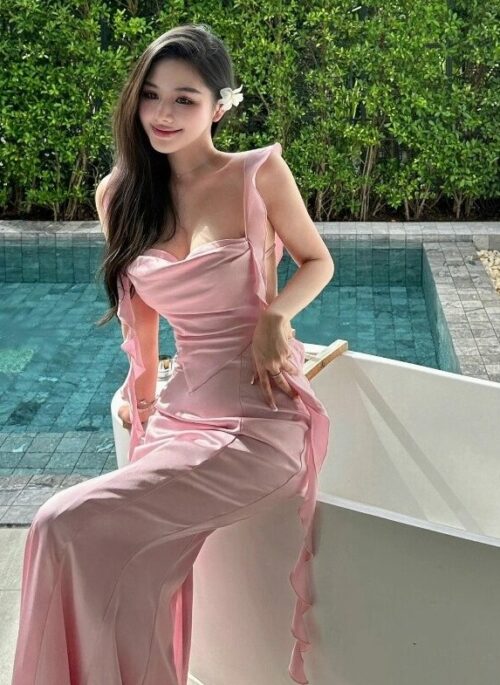 Pink Drapey Cowl Neckline Dress | Joy - Red Velvet