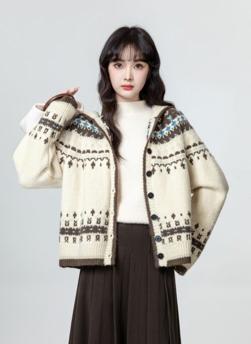 Retro Hooded Knit Sweater