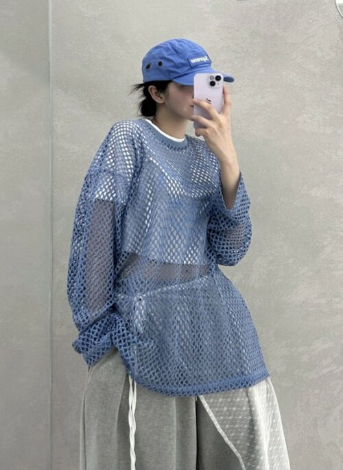 Blue See-Through Fishnet T-Shirt | Taehyung - BTS