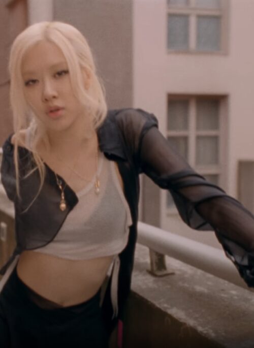 Black Long Sleeve Collared Sheer Shirt | Rose - BlackPink