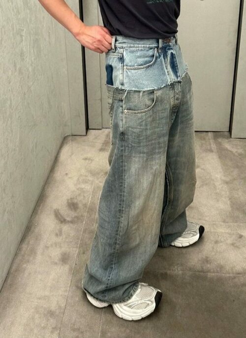 Blue Double Waist Spliced Jeans | J-Hope - BTS