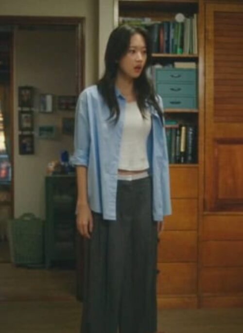 Light Blue Oversized Long Sleeves Shirt | Baek Su Jeong - My Dearest Nemesis